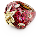 swarovski idyllia motif ring  mixed cuts  strawberry  red  gold tone plated