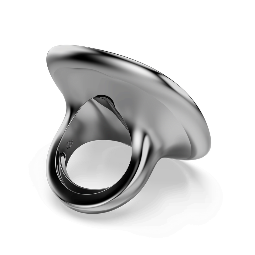swarovski una angelic cocktail ring  cushion cut  white  ruthenium plated