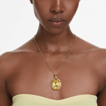 swarovski lucent pendant  octagon shape  yellow  gold tone plated