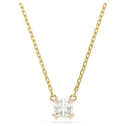 swarovski stilla attract pendant  square cut  white  18k gold finish