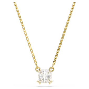 swarovski stilla attract pendant  square cut  white  18k gold finish