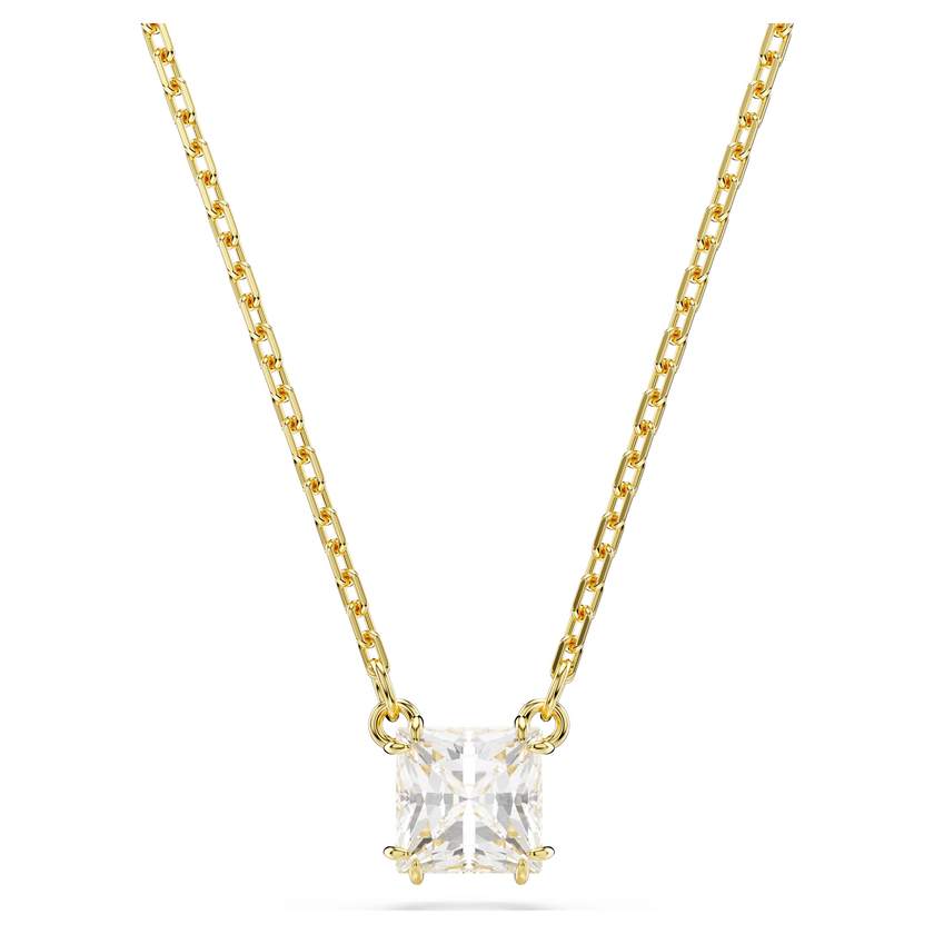 swarovski stilla attract pendant  square cut  white  18k gold finish
