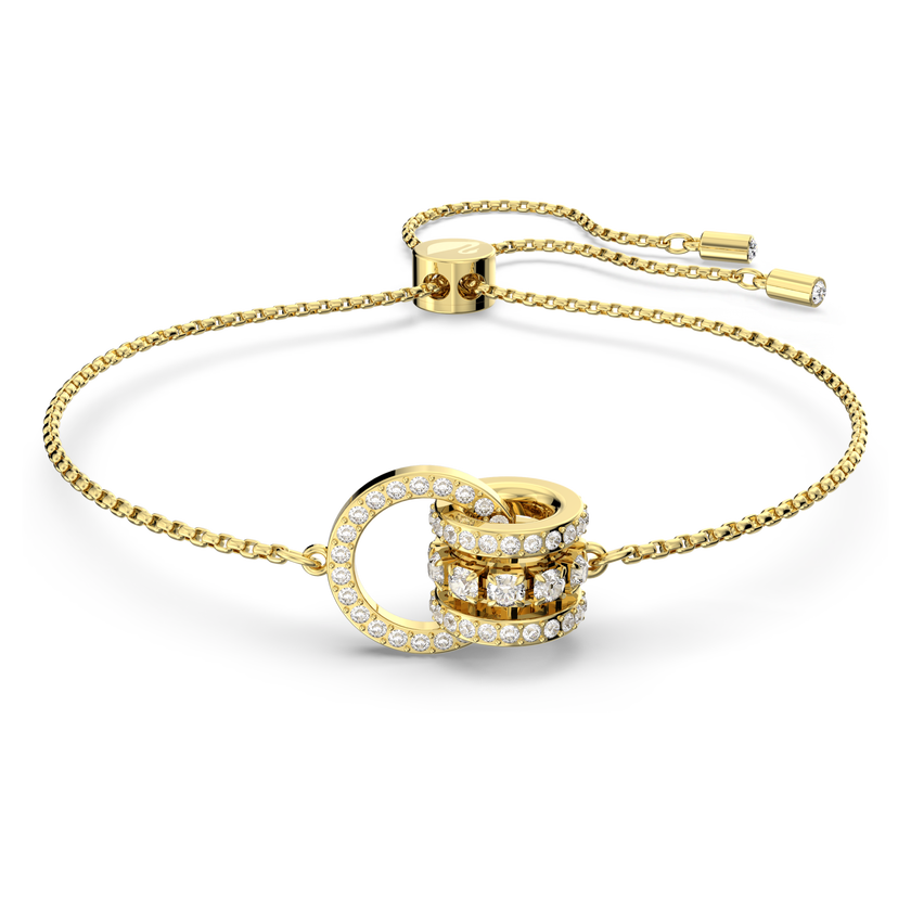 swarovski further bracelet  interlocking loop  white  gold tone plated