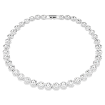 swarovski una angelic tennis necklace  round cut  white  rhodium plated