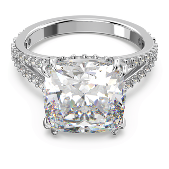 swarovski stilla cocktail ring square cut pav white rhodium plated