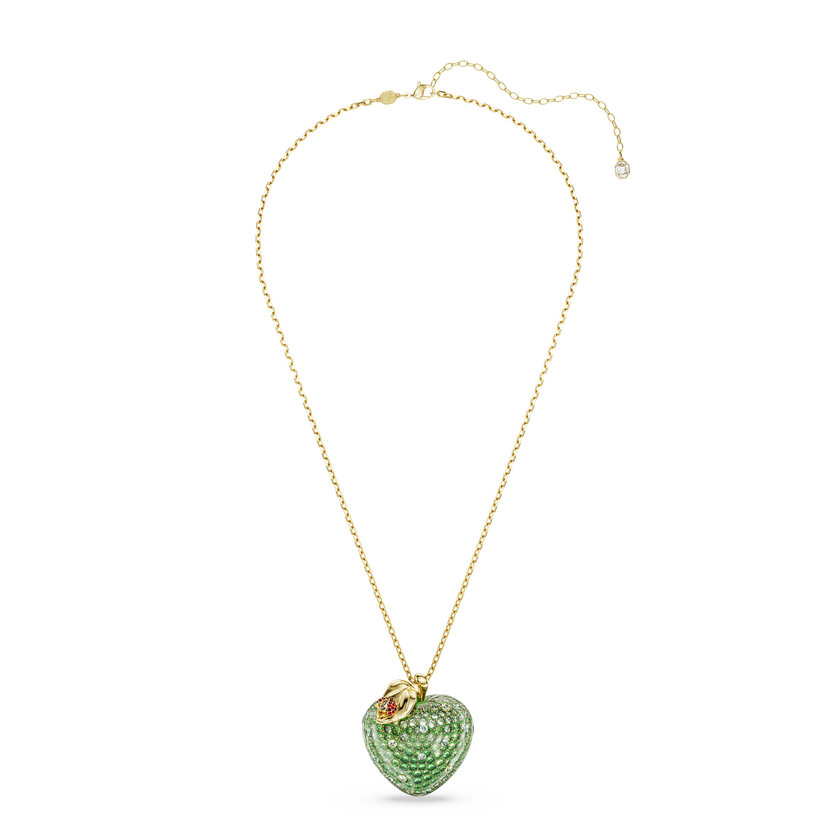 swarovski idyllia pendant  mixed cuts  apple  green  gold tone plated