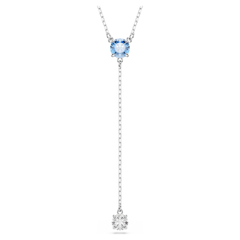 swarovski stilla attract y necklace  round cut  blue  rhodium plated