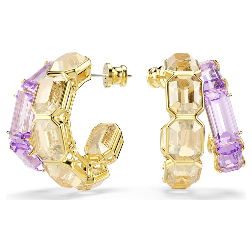 swarovski millenia hoop earrings  mixed cuts  multicolored  gold tone plated