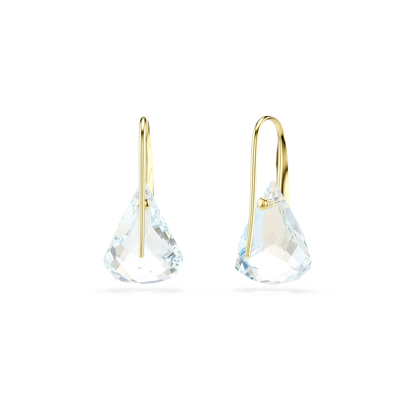 swarovski lunar drop earrings  oval cut  white  18k gold finish