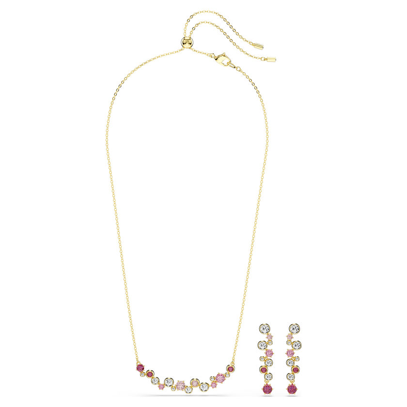 swarovski constella set  mixed cuts  multicolored  gold tone plated