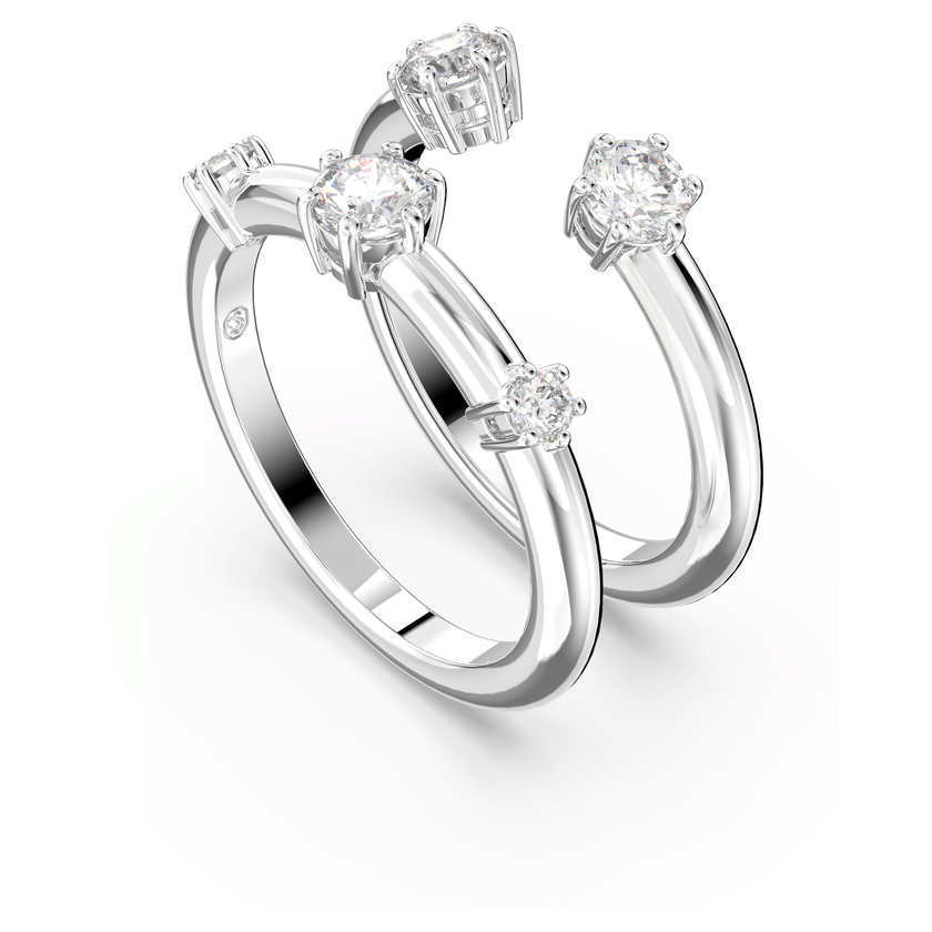 swarovski constella ring  set  2   round cut  white  rhodium plated