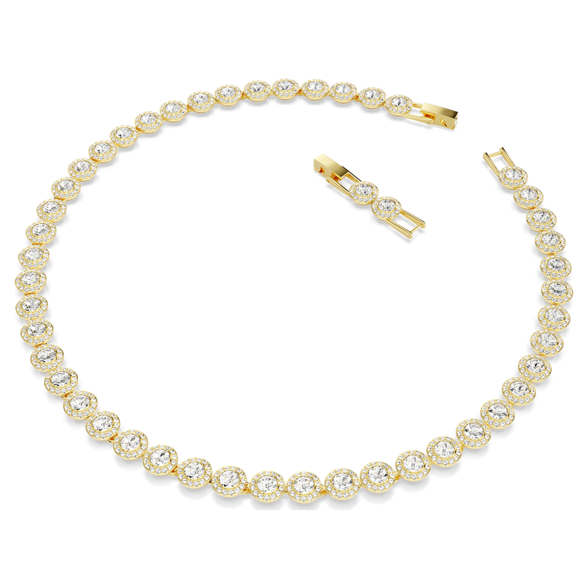 swarovski una angelic tennis necklace  round cut  white  gold tone plated
