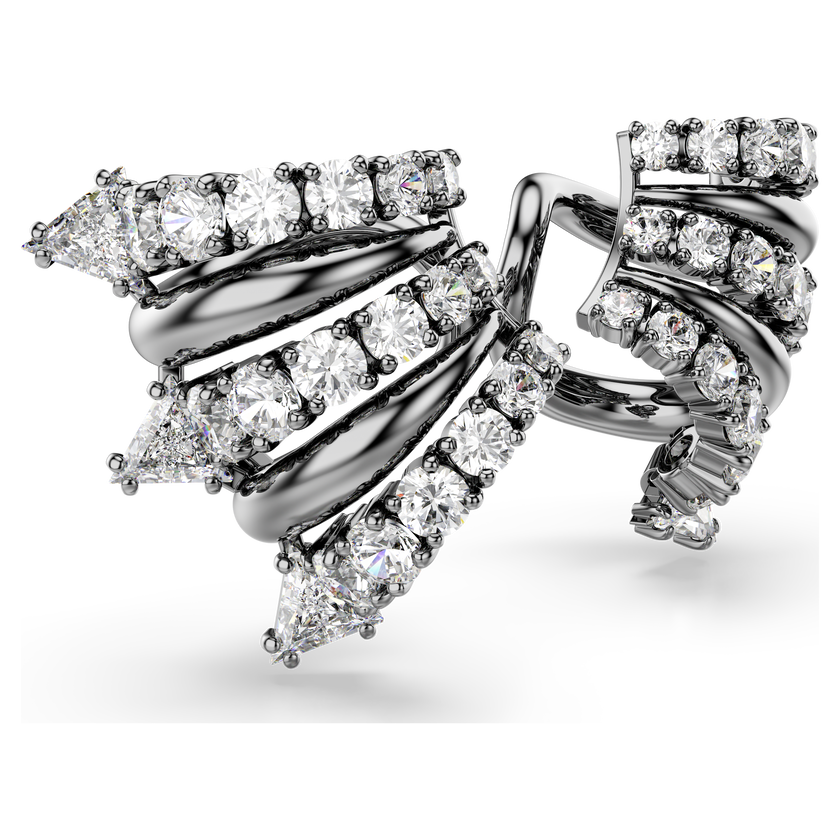 swarovski sublima ear cuffs  white  ruthenium plated