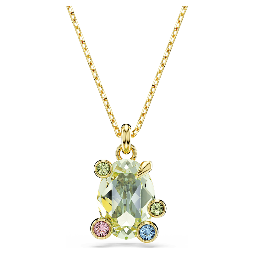swarovski gema pendant  mixed cuts  multicolored  gold tone plated