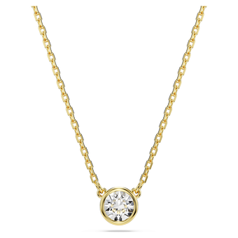 swarovski imber pendant  round cut  white  gold tone plated