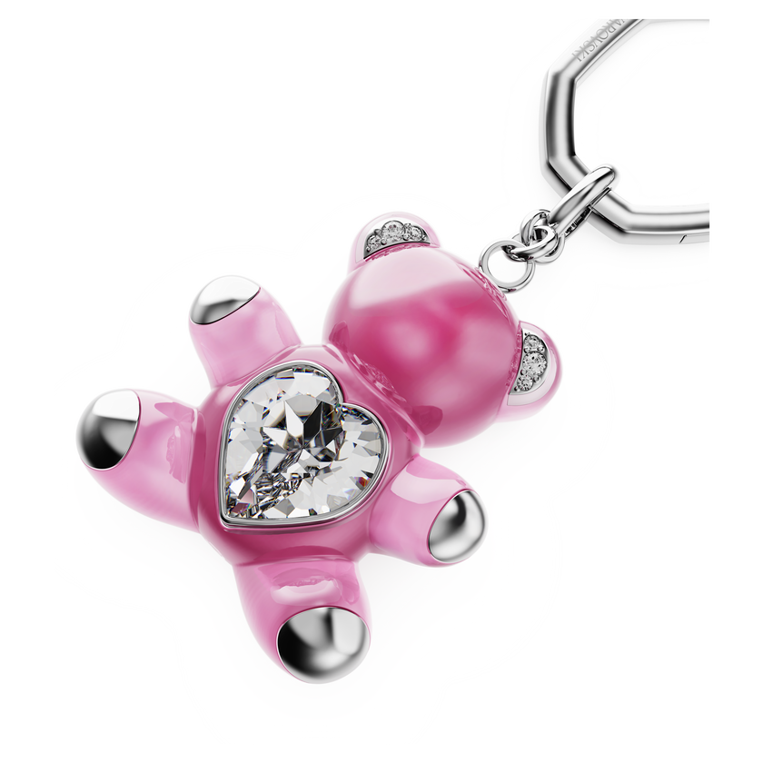 swarovski teddy key ring  bear  pink  rhodium plated
