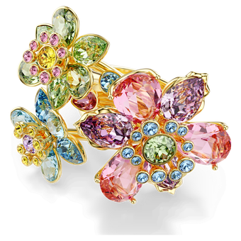 swarovski idyllia ring  mixed cuts  flower  multicolored  gold tone plated