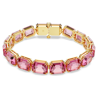 swarovski millenia tennis bracelet  octagon cut  color gradient  pink  gold tone plated