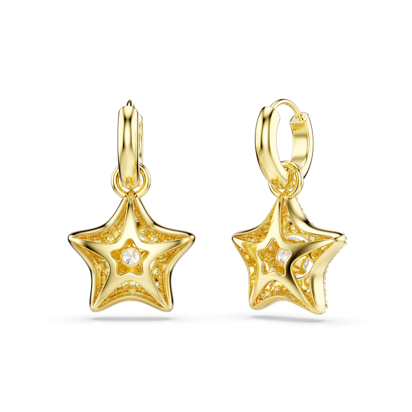 swarovski sublima drop earrings  round cut  star  multicolored  18k gold finish