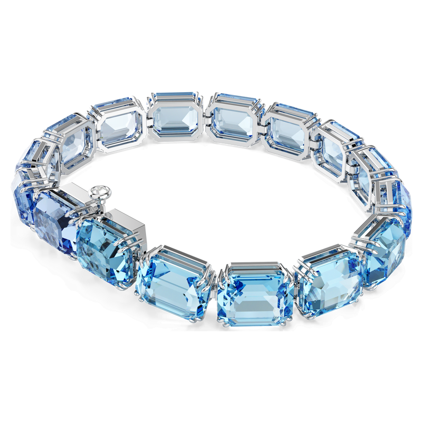 swarovski millenia tennis bracelet  octagon cut  color gradient  blue  rhodium plated