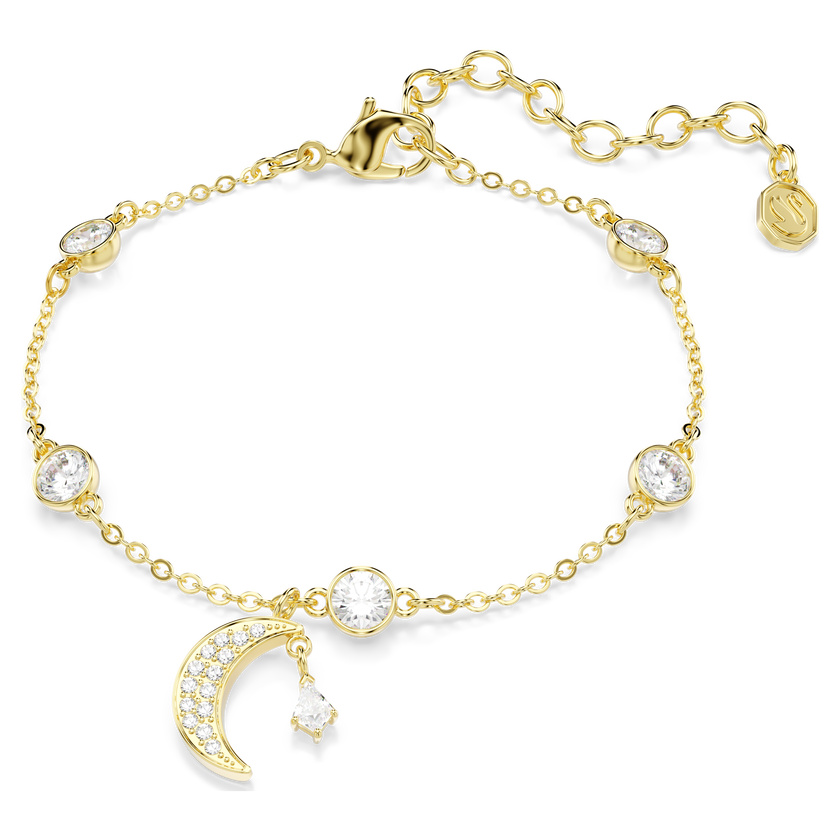 swarovski symbolica bracelet  round cut  moon  white  18k gold finish