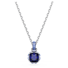 swarovski birthstone pendant  square cut  september  blue  rhodium plated
