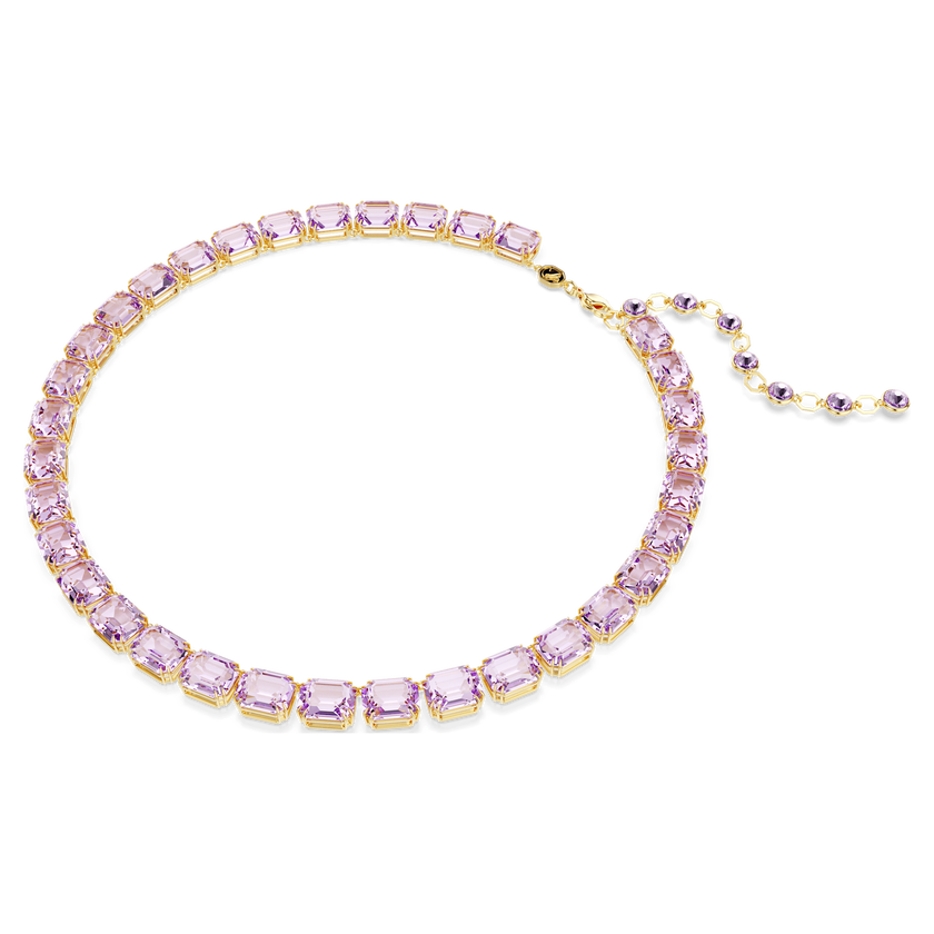 swarovski millenia tennis necklace  octagon cut  purple  gold tone plated