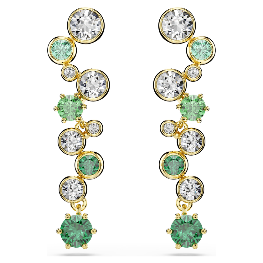 swarovski constella drop earrings  mixed cuts  green  gold tone plated
