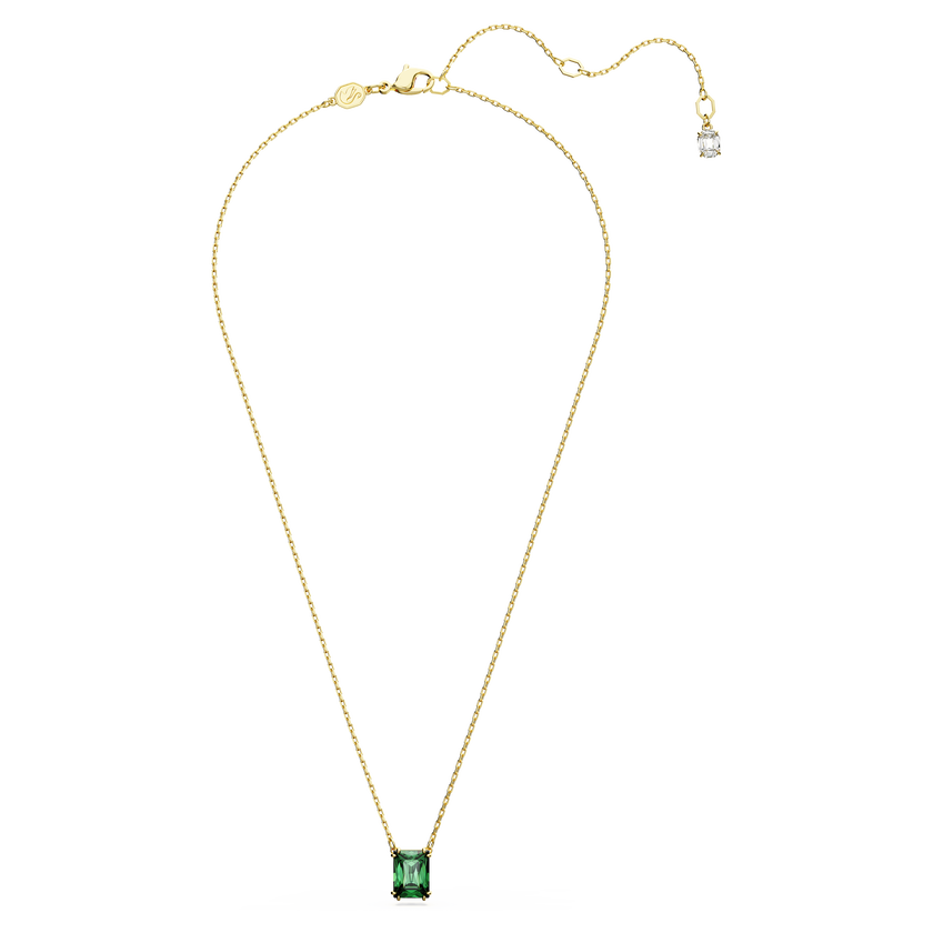 swarovski stilla pendant  rectangular cut  green  gold tone plated
