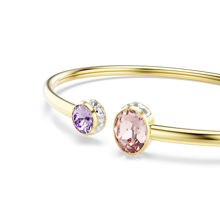 swarovski chroma bangle  mixed cuts  multicolored  18k gold finish