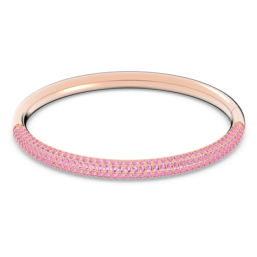 swarovski stone bangle  pink  rose gold tone finish