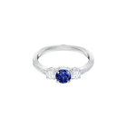swarovski attract trilogy round ring blue rhodium plating