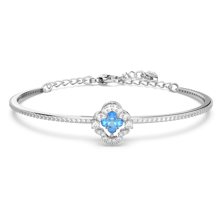 swarovski sparkling dance bangle  clover  blue  rhodium plated