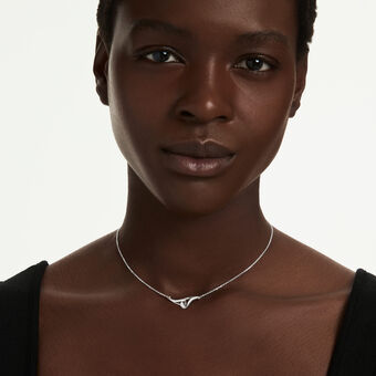 swarovski classica pendant  round cut  interlocking  white  sterling silver