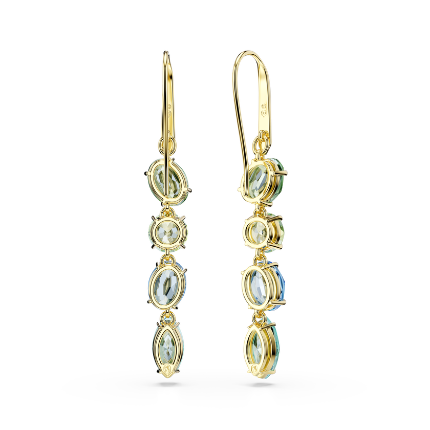 swarovski gema drop earrings  mixed cuts  multicolored  gold tone plated
