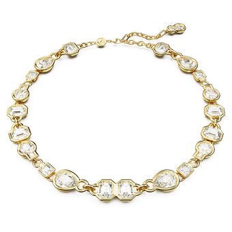 Dextera necklace, Mixed cuts, White, Gold-tone plated swarovski dextera necklace mixed cuts white gold tone plated