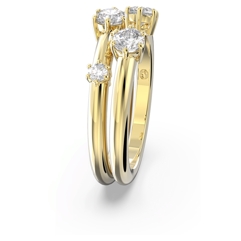 swarovski constella ring  set  2   round cut  white  18k gold finish