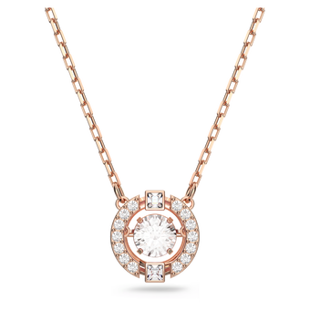 swarovski una necklace round cut white rose gold tone plated