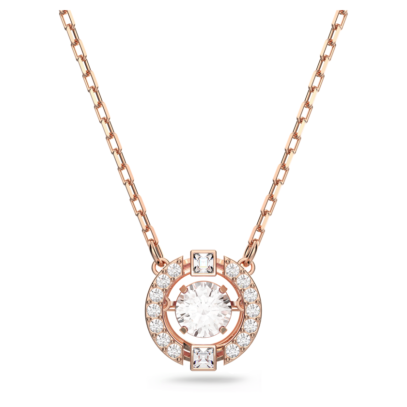swarovski una necklace  round cut  white  rose gold tone plated