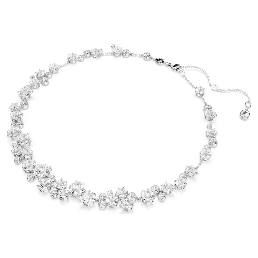 swarovski constella necklace  round cut  white  rhodium plated
