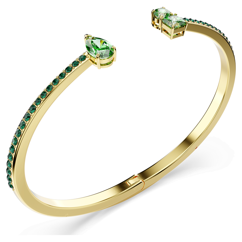 swarovski matrix cuff  mixed cuts  green  gold tone plated