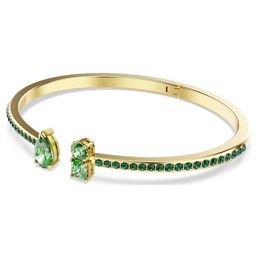 swarovski matrix cuff  mixed cuts  green  gold tone plated