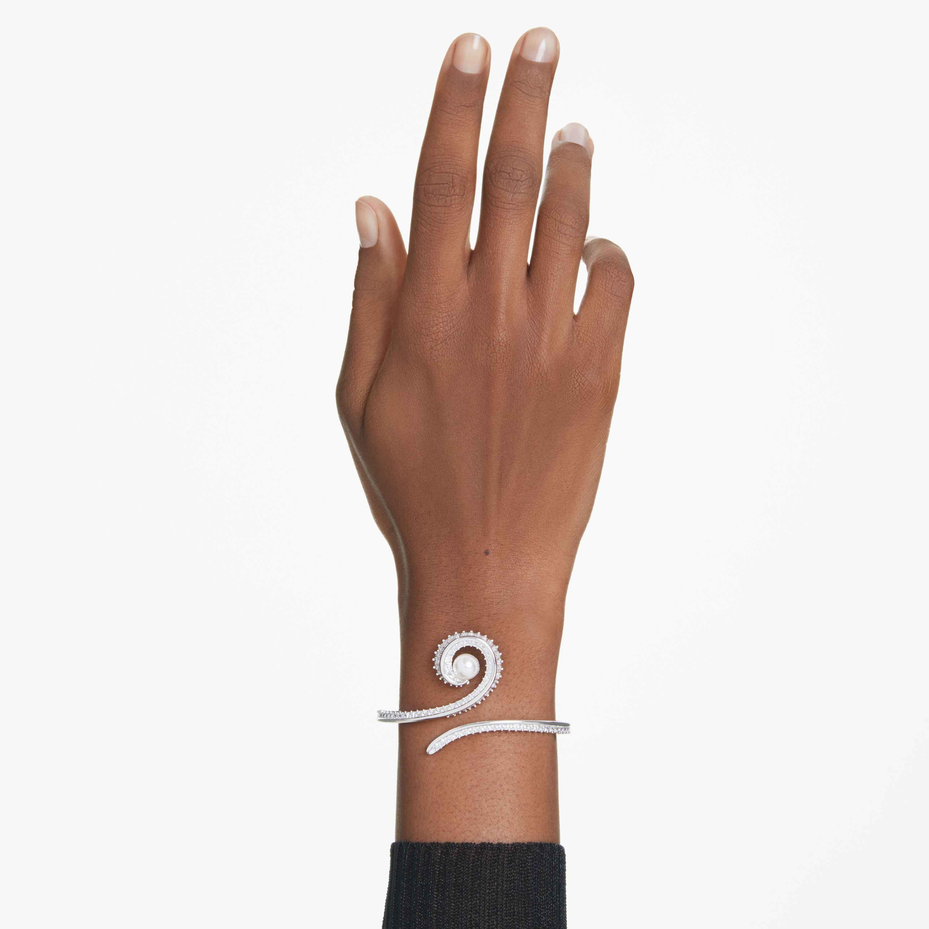 ariana grande x swarovski bangle  crystal pearl  baguette cut  white  rhodium plated