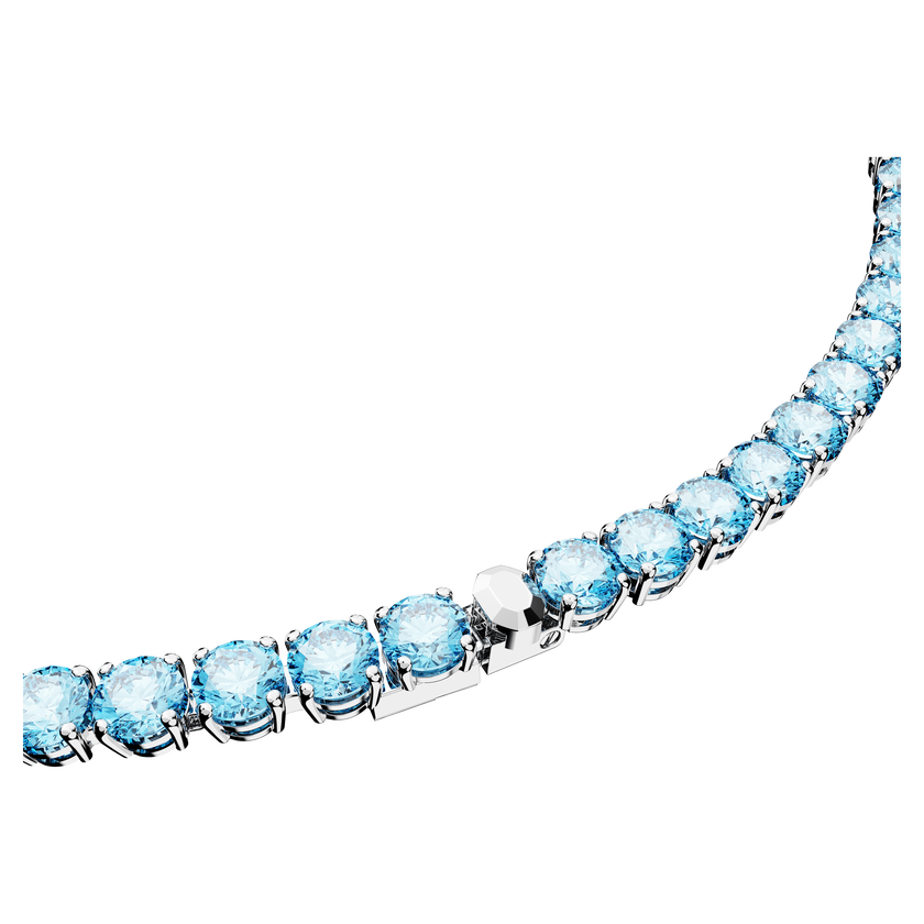 swarovski matrix tennis necklace  round cut  blue  rhodium plated