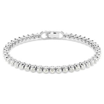 swarovski imber emily tennis bracelet  round cut  gray  rhodium plated