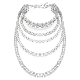 swarovski millenia layered necklace  mixed cuts  white  rhodium plated