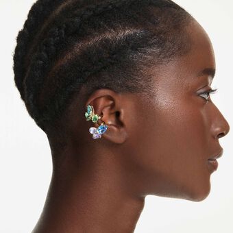 swarovski gema ear cuffs  asymmetrical design  mixed cuts  multicolored  gold tone plated