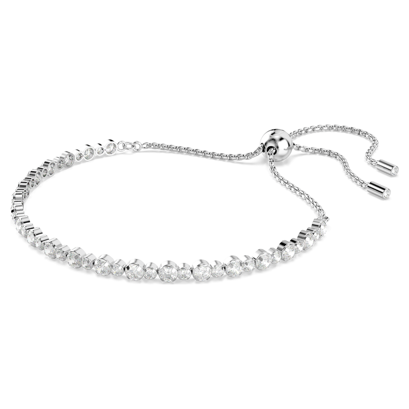 swarovski matrix tennis bracelet  mixed round cuts  white  rhodium plated
