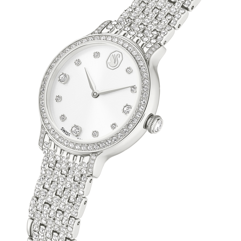 swarovski imber watch  swiss made  metal bracelet  silver tone  stainless steel