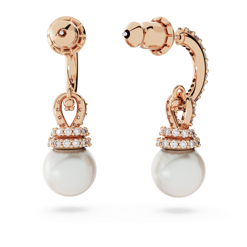 swarovski originally drop earrings  white  rose gold tone plated